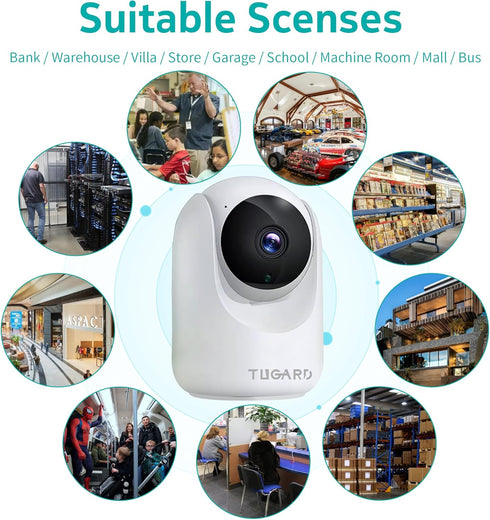 TUGARD Camera,2.4G 355View 100vertical,Motion Vision,2-Way Talk,Cloud/SD,6 Indoor Security WiFi Cameras for Home