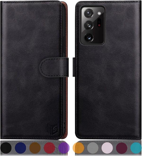 SUANPOT Leather Wallet Case for Samsung Galaxy Note 20 Ultra 5G - RFID Blocking Credit Card Holder, Black