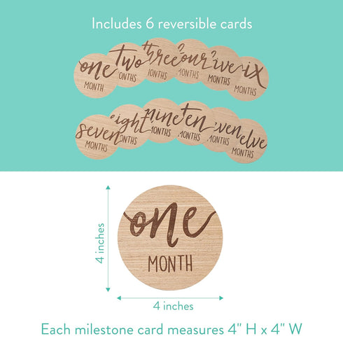 Kate & Milo Baby Monthly Milestone Marker Discs - Wooden Discs with Reversible Photo Props, Gender-Neutral Gift