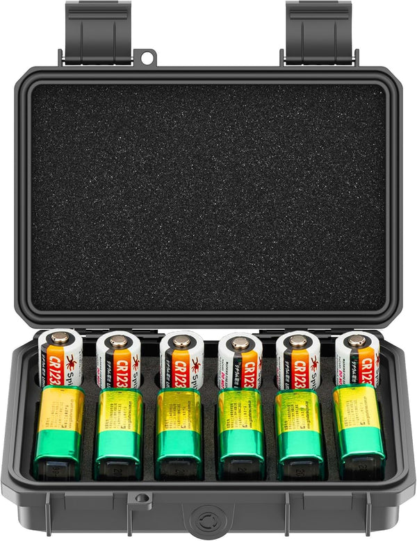 KIWIFOTOS 12 Slots 9V & CR2 CR123A Battery Storage Organizer Case IP67 Waterproof