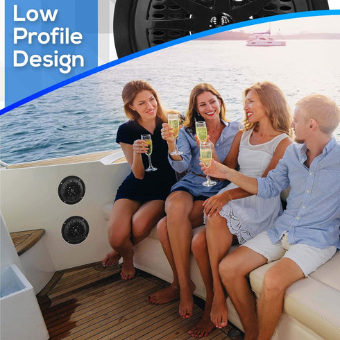 Pyle 4 Inch Dual Marine Speakers - Waterproof Outdoor Audio Stereo Sound System with Polypropylene Cone, 1 Pair -