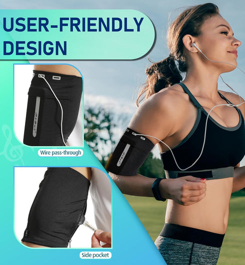 HiRui Universal Sports Armband Sleeve - Cell Phone Holder for Exercise Workout, Compatible with iPhone