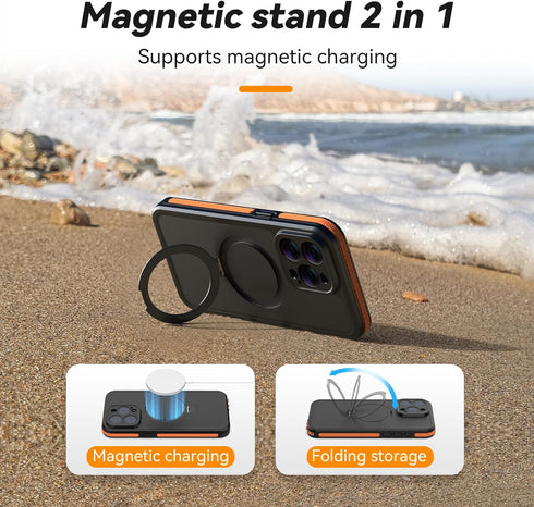 Waterproof Case for iPhone 15 Pro Max, IP68 Built-in Lens Screen Protector, Full Body Magnetic Protective Cover