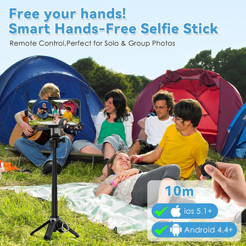 CloudValley 3-in-1 PocketFlex Mini Tripod with Zoom Control, Pocket Size Phone Holder Selfie Stick, [Compatible