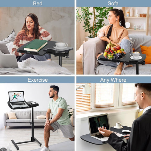 F2C 360 Portable Adjustable Height Swivel Laptop Desk PC Computer Mobile Notebook Laptop Stand Rolling Table Desk Cart