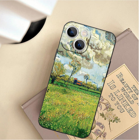 Compatable with iPhone 13 Mini Phone Case,Van Gogh Landscape Under A Stormy/Turbulent Sky Aesthetic Case,Slim Anti Drop Bumper Protective Waterproof Shockproof Phone Cover 5.4 inches