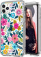 ICEDIO iPhone 11 Pro Case with Screen Protector, Clear with Colorful Floral Patterns, Slim Fit Acrylic Cover