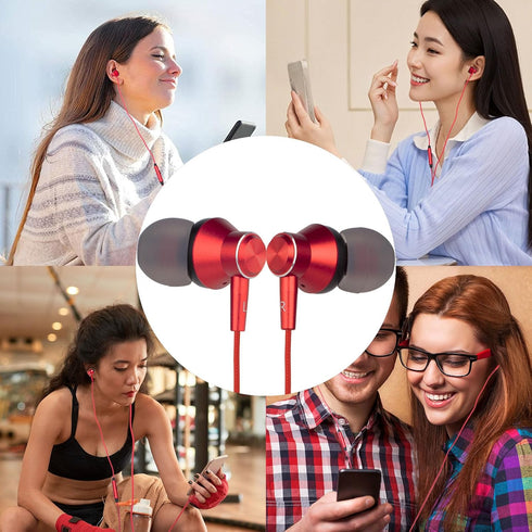 MR01 Wired in-Ear Earbuds Headphones with Microphone, S/M/L Ear Bud Tips, High Sound Quality, Tangle-Free, for Phones,