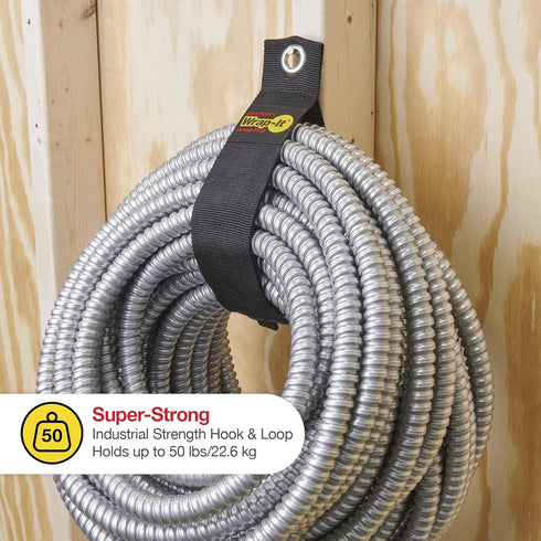 Heavy-Duty Wrap-It Storage Straps, 28-inch (2 Pack) - Hook and Loop Garden Hose Hanger, Pool Hose Storage Organizer for Cords, Hoses, Tow Rope, Building Materials, RV and Garage Organization by Wrap-It Storage
