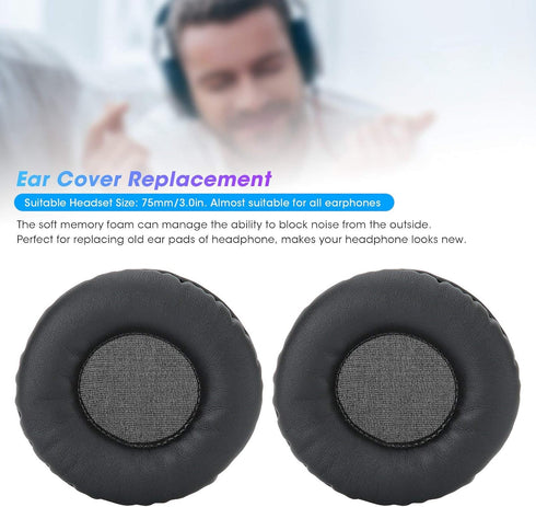 Foam Ear Pad Replacement Cushions, 75MM/3.0in Universal Headphone Noise Reduction Foam Ear Pads Covers