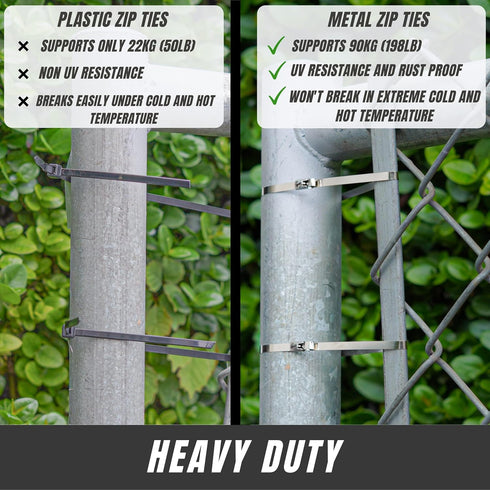 Metal Cable Zip Ties, 24inch Stainless Steel Wire Ties, 550LBS Heavy Duty Self-Locking Strap Ties, 40PCS