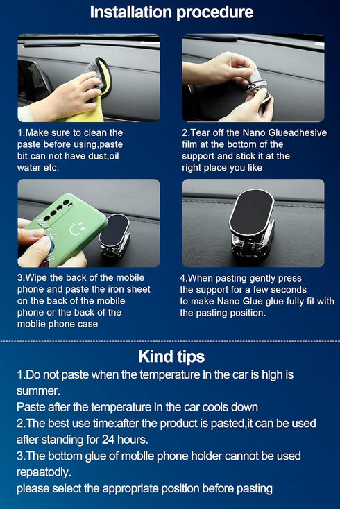 2 Pack Alloy Folding Magnetic Car Phone Holder, 360° Rotation Magnetic Cell Phone Holder for Car, Super Strong Magnet