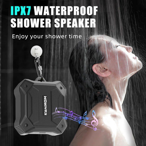 IPX7 Waterproof Bluetooth Shower Speaker, Portable Wireless Speaker with Loud Sound, Built-in Mic, 12 Hours for Outdoor