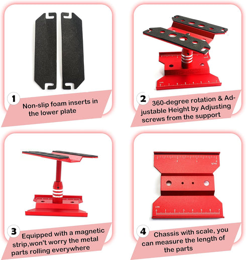 HOPLEX 360 1/16 1/18 1/24 RC Car Work Stand, Rotating Repair Tool Holder for Scale Remote Control Trucks, Crawlers