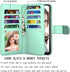 NJJEX Wallet Case for Samsung Galaxy A20 & A30, PU Leather ID Credit Holder Folio Flip with Lanyard, Mint.