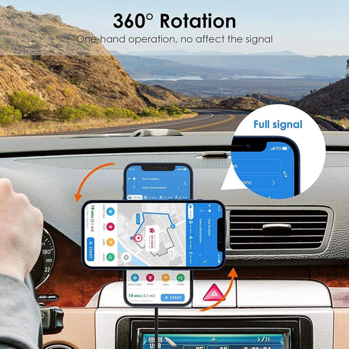 Magnetic Wireless Car Charger with 5W, 7.5W, 10W, 15W Output, Dashboard and Air Vent Phone Holder Charger (Black)
