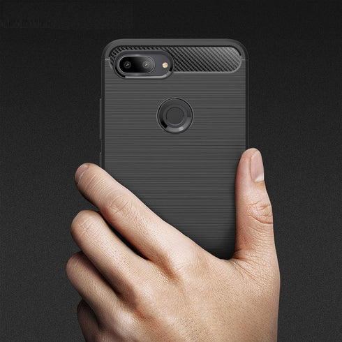 Case Compatible with Xiaomi Mi 8 Lite, Carbon Fiber Shock Absorption Slim Case (Red)