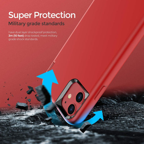 ORIbox Liquid Silicone Heavy Duty Shockproof Case for iPhone 11 Pro Max, 10 FT Military Grade Drop Protection - Red