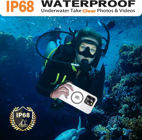 iPhone 15 Pro Waterproof Case, IP68 Underwater with Built-in Screen Protector, 360 Full Body Compatible with MagSafe,