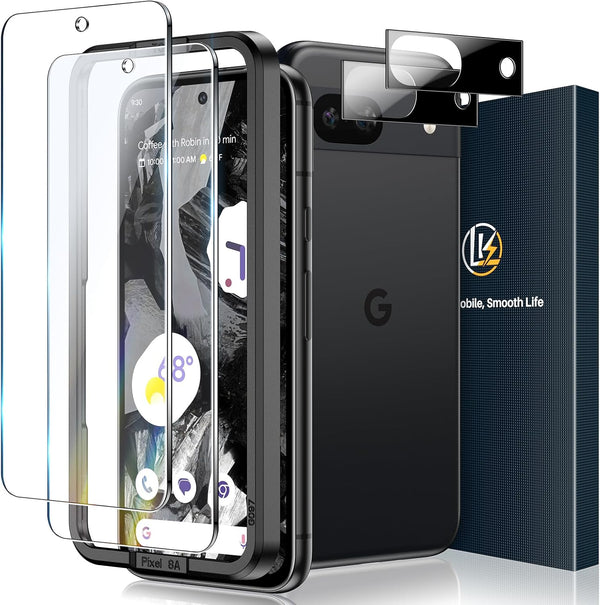 LK 2 Pack Screen Protector for Google Pixel 8a - Military Grade, HD Ultra-thin, 9H Hardness, Anti-Scratch, with Camera