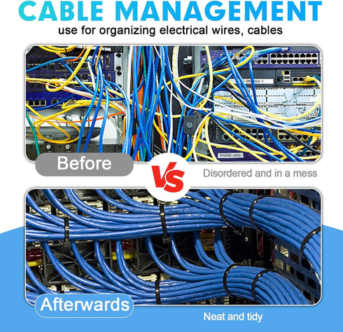 600 Pack (8+12+14+18Inch) 100lb Zip Ties Assorted Sizes, RAZCC Black Cable Ties, Self-Locking Plastic Wire Ties