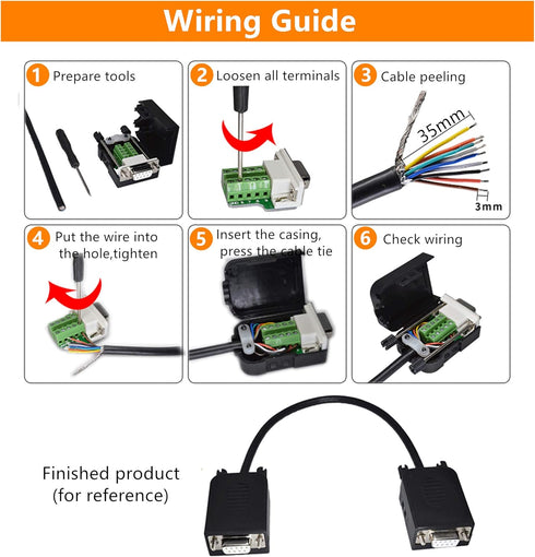 Oiyagai 2 Pcs DB9-G3 9Pins Male Adapter to Screw Connector RS232 Serial to RXD TXD GND Module