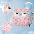 Flower Engraved Soft Silicone Case for Airpods 3rd Generation, Cute Case with Cleaner Kit & Keychain, Pink