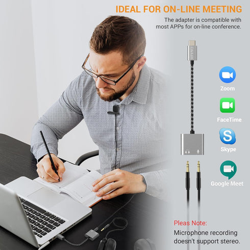 Cubilux USB C to TRS Microphone Headphone Splitter, Type C to 3.5mm Audio MIC Adapter, Compatible with Google Pixel