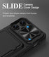 iPhone 15 Pro Max Case - Rugged Black Wallet Case with Card Holder, Kickstand & Slide Camera Cover, Military Grade