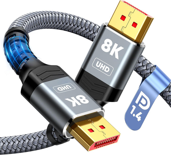 Capshi 8K DisplayPort Cable 1.4, VESA Certified 6.6FT DP Cord (8K@60Hz, 4K@144Hz,