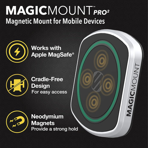 Scosche MP2DVM MagicMount Pro2 16/15/14/13/12 Magnetic Cell Phone Holder, Adhesive Car Dashboard Mount with Removable