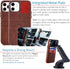 Dockem Wallet Case for iPhone 12 & 12 Pro, Built-in Metal Plate for Magnetic Mounting, 2 Credit Card Holders (Brown)