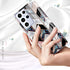 BAISRKE Galaxy S21 Ultra Case, Shiny Rose Gold Geometric Marble Hybrid Hard Plastic Back Soft Clear Glitter TPU Edge