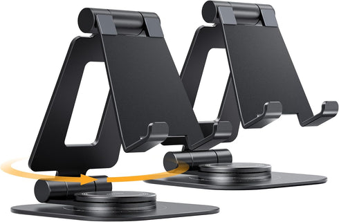 Nulaxy 2-Pack 360 Rotating Phone Stand, Fully Adjustable Foldable Phone Holder, Aluminum Desktop