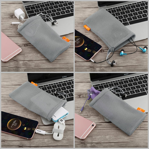 Haweel Pouch Carry Bag, Organizer for Smart Phones/Power Bank/USB Flash Drive/SD Cards and Other Accessories Grey