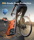 FNTCASE Military Grade Drop Proof Rugged Protective Case for iPhone 15 Pro with Kickstand & Built-in Protector (Orange)