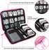 Cable Organizer Bag, Pink Travel Accessories Carry Case for Cable, Charger, Phone, USB, SD Card with Ties