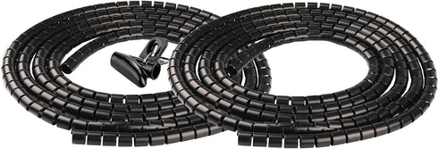 Cable Sleeve Organizer 19.7ft Coiled Tube Sleeve for Cord Wire Management at Home Office PC TV, Black