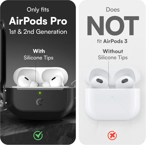 KeyBudz Waterproof AirPods Pro Case with Lock, Rugged Tough Protection for 2nd Generation with Carabiner, Carbon Black