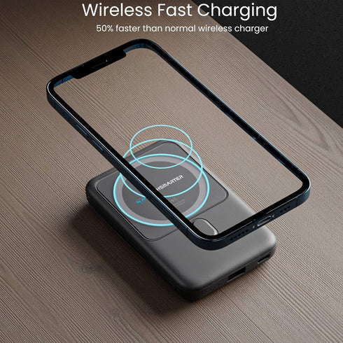TECHSMARTER Magnetic Power Bank, 10,000mAh Wireless Portable Charger, 18W Fast Charging Battery Pack with USB-C,