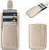 Phone Card Holder RFID Sleeve, PU Leather Back Stick-On Wallet for 5 Cards, Cash for iPhone/Android/Samsung (Gold)