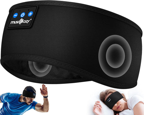 MUSICOZY Bluetooth 5.2 Sleep Headphones, Ultra-Thin HD Stereo Sports Earbuds, Sweat Resistant for Workouts & Unique