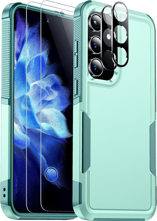 Red2Fire Heavy Duty Case for Samsung Galaxy S24, Light Green, with 2Pcs Tempered Glass & Camera Protector, Military