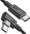 SUNGUY USB-C to USB-C Cable, 2-Pack 1.5FT Right Angle 60W PD USB C Charger Cable for iPhone 15/15 Plus/15 Pro/15 Pro