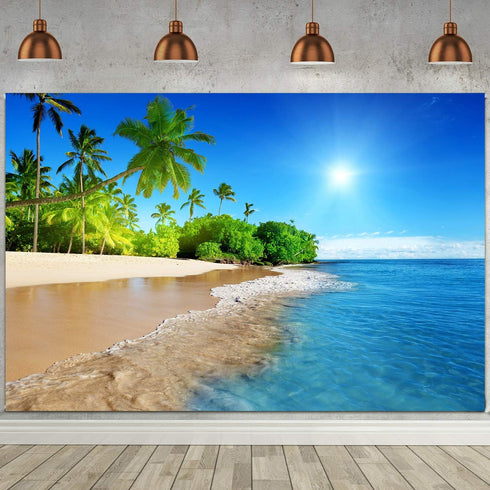 FHZON 5x3ft Tropical Seaside Backdrop for Summer Beach Hawaii Island Photography Background for Boys Girls Adults