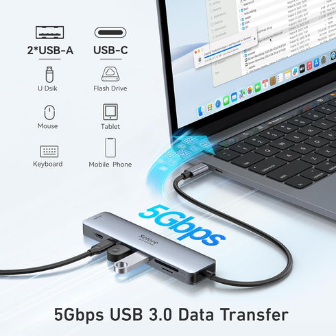 Selore&S-Global 7 1 Port,100W 2 3.0 USB C Hub HDMI Adapter for MacBook Pro/Air, in USBC Dongle with HDMI, microSD/SD