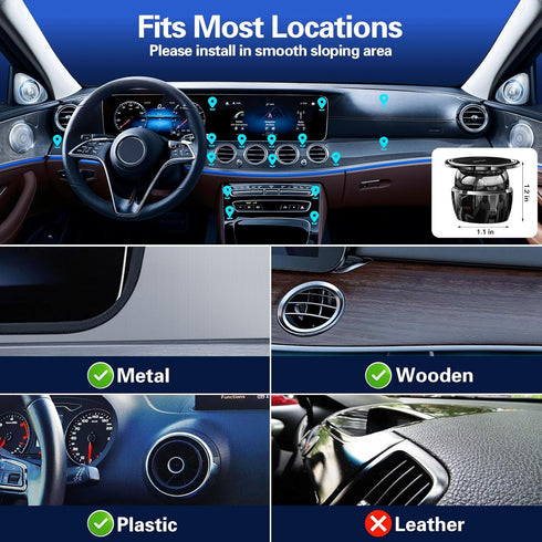 pop-tech Magnetic Car Phone Holder: Adhesive All-Metal Dash Mount for Mercedes Benz GLC/C/E/CLS-Class - Universal