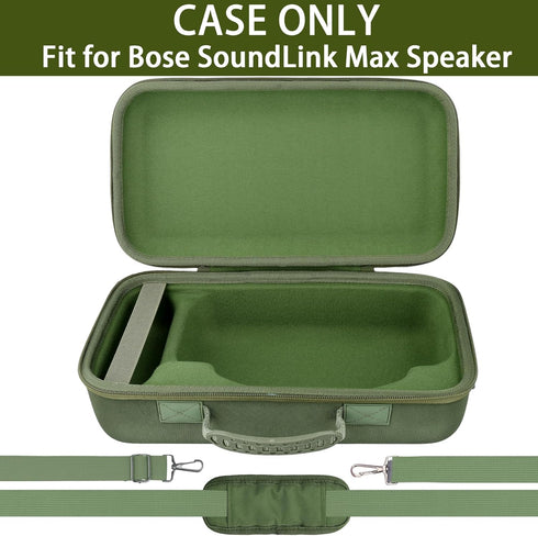 for Bose SoundLink Max Portable Speaker Hard Protective Case, Portable Travel Case Replacement with Shoulder Strap and Handle (Army Green Case) - co2CREA