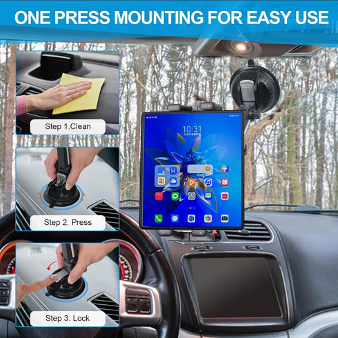 5 in 1 Car Phone Holder, Dashboard Windshield Mount, Suitable for iPhone 15 14 13 Pro Max, Samsung Z Fold 5 4