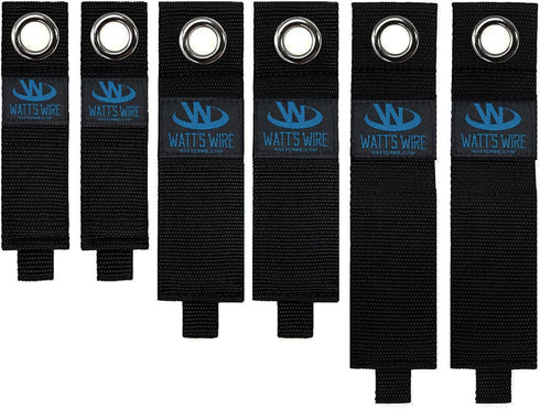 Heavy Duty Storage Straps, 6 Pack: 2 Medium, 2 Large, 2 XL, Extension Cord Ties by Watt's Wire